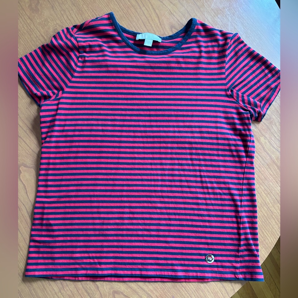 Michael Kors Red and Navy Short Sleeve Tee